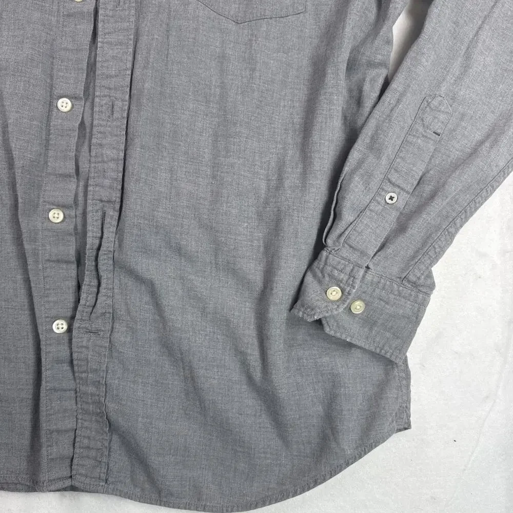 Banana Republic Shirt Mens Large Gray Luxe Flannel Fit Long Sleeve Button Up